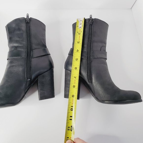 GUESS Genuine Leather Buckle Heel Moto Boots - Picture 9 of 11